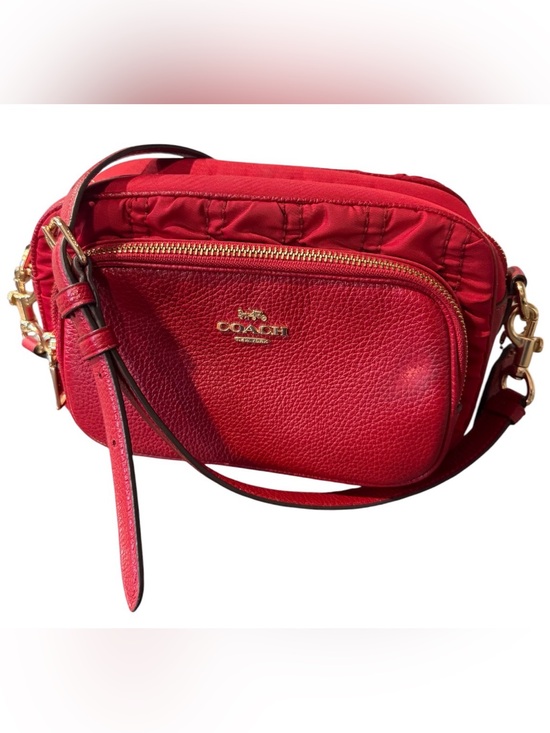 Coach Handbags - Coach Red Leather/Nylon quilted Rugged Crossbody Bag with Gold Hardware /hangtag